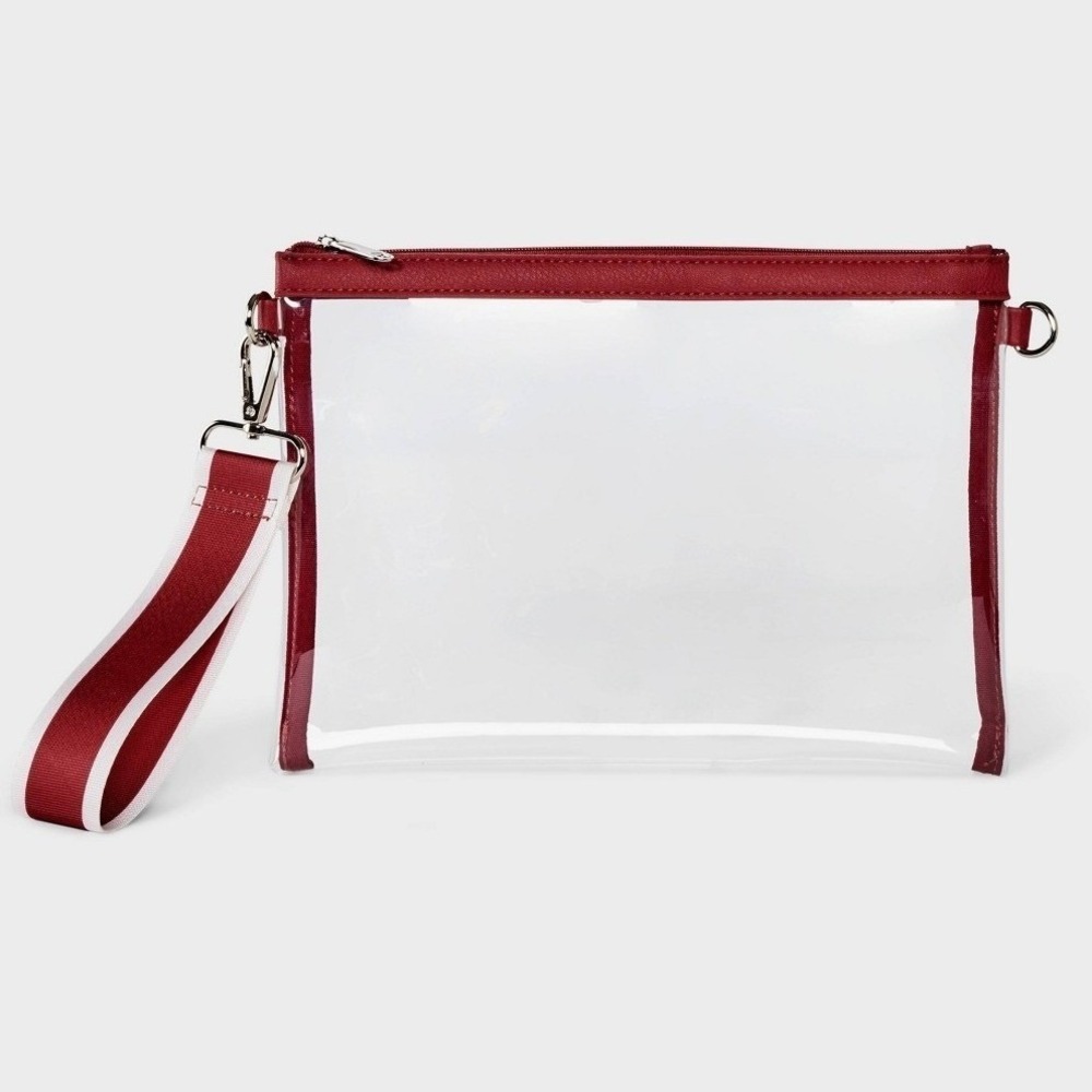 Wild Fable Clear Wristlet Clutch Bag Red Trim Game Day Stadium Approved BNWT